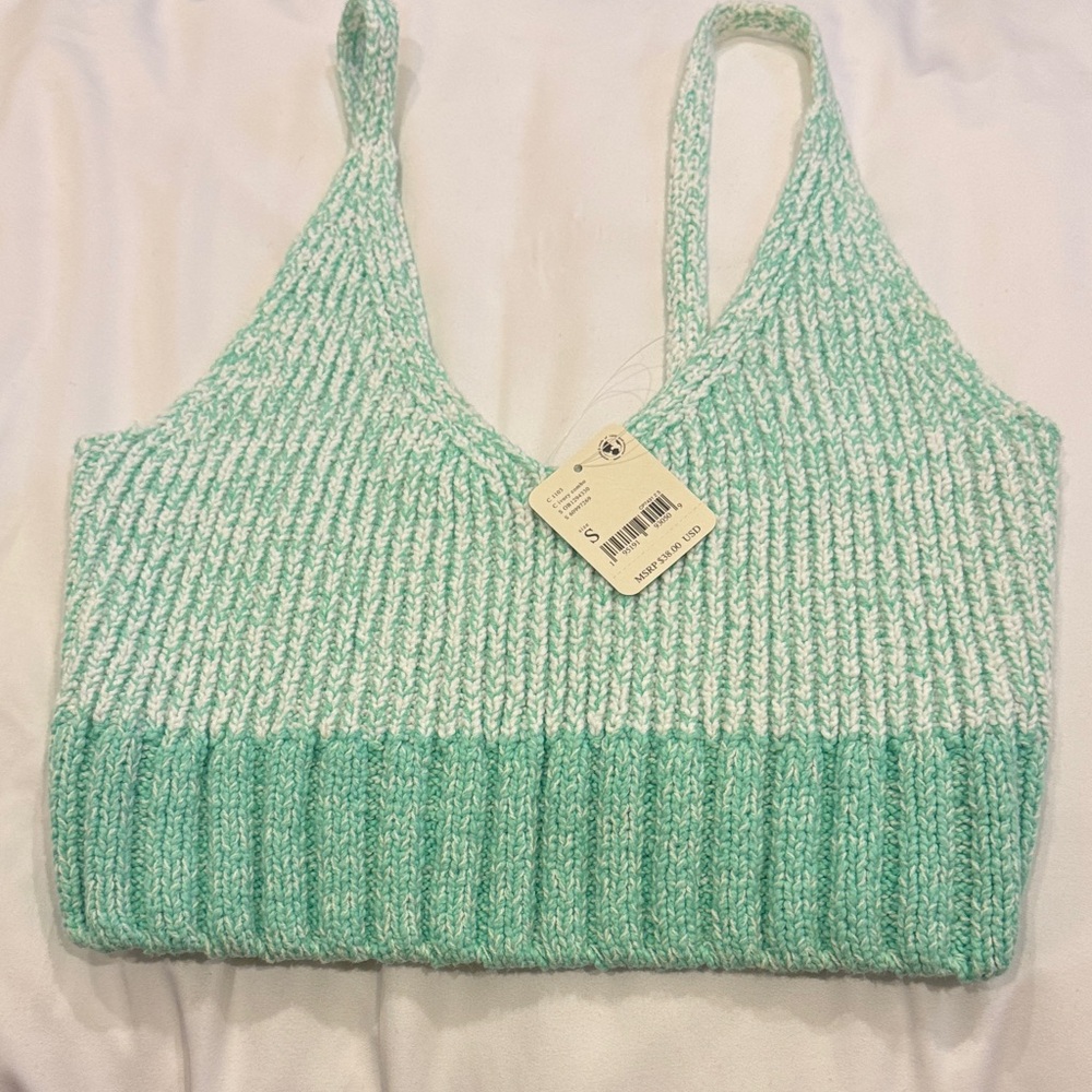 Free People Mint Green Knit Crop Top